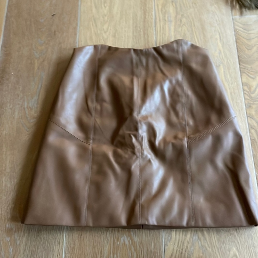 Brown leather skirt